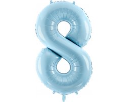 PartyDeco Foliový balón číslo 8, 86cm light blue