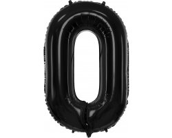 PartyDeco Foliový balón číslo 0, 86cm černý