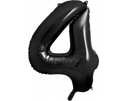 PartyDeco Foliový balón číslo 4, 86cm černý