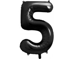 PartyDeco Foliový balón číslo 5, 86cm černý