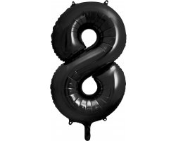 PartyDeco Foliový balón číslo 8, 86cm černý