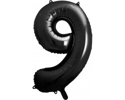 PartyDeco Foliový balón číslo 9, 86cm černý