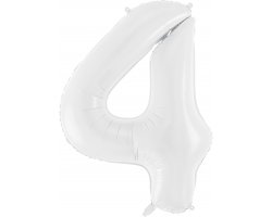 PartyDeco Foliový balón číslo 4, 86 cm bílý