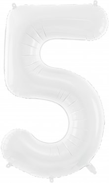 PartyDeco Foliový balón číslo 5, 86 cm bílý