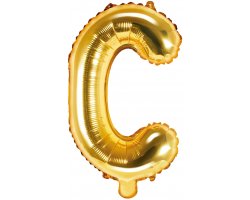 PartyDeco Foliový balón písmeno C 35cm zlatý