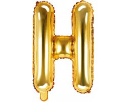 PartyDeco Foliový balón písmeno H 35cm zlatý