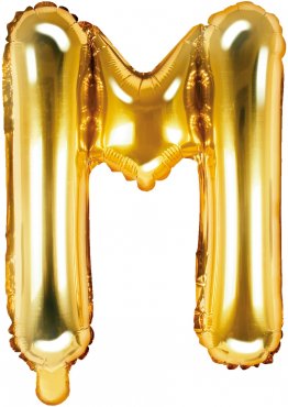 PartyDeco Foliový balón písmeno M 35cm zlatý