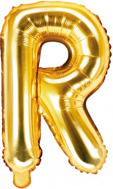 PartyDeco Foliový balón písmeno R 35cm zlatý