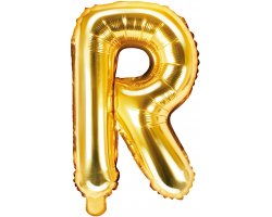 PartyDeco Foliový balón písmeno R 35cm zlatý