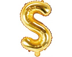 PartyDeco Foliový balón písmeno S 35cm zlatý