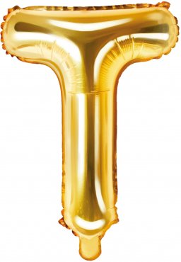 PartyDeco Foliový balón písmeno T 35cm zlatý