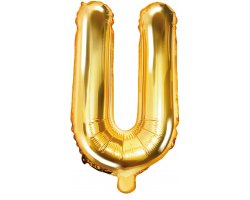 PartyDeco Foliový balón písmeno U 35cm zlatý