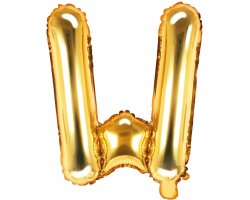 PartyDeco Foliový balón písmeno W 35cm zlatý