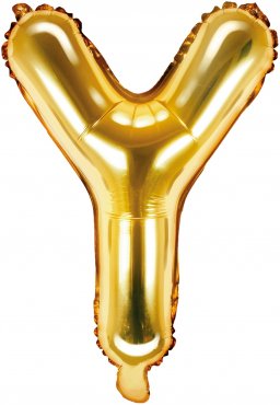 PartyDeco Foliový balón písmeno Y 35cm zlatý