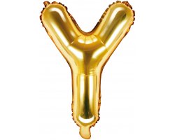 PartyDeco Foliový balón písmeno Y 35cm zlatý