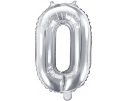 PartyDeco Foliový balón číslo 0, 35cm stříbrný