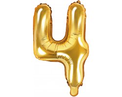 PartyDeco Foliový balón číslo 4, 35cm zlatý