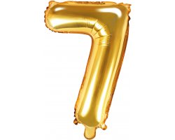 PartyDeco Foliový balón číslo 7, 35cm zlatý