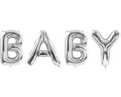 PartyDeco Foliový balón Baby 262x86cm stříbrný