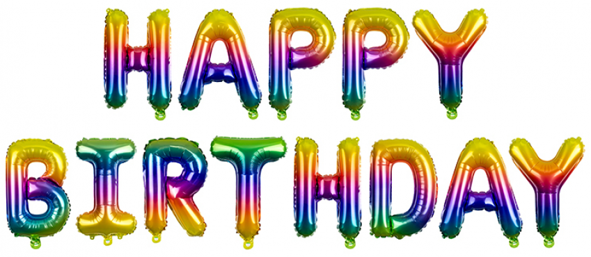 PartyDeco Foliový balón Happy Birthday 340x35cm rainbow