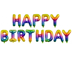 PartyDeco Foliový balón Happy Birthday 340x35cm rainbow