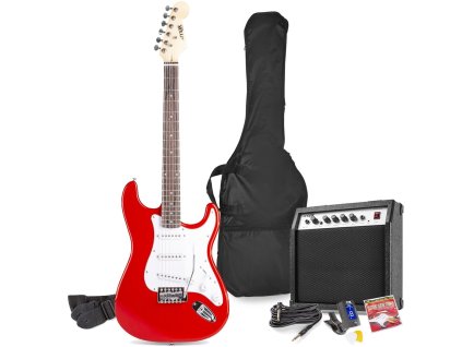 MAX GigKit Set elektrické kytary se zesilovačem, červený
