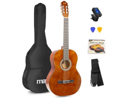 MAX SoloArt Set klasické kytary a příslušenství, hnědý