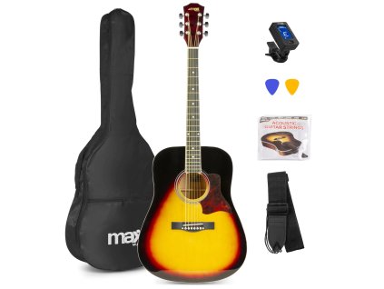 MAX SoloJam Set westernové akustické kytary a příslušenství, sunburst